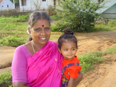 Umayal Uma with Karthik (mum with nephew)